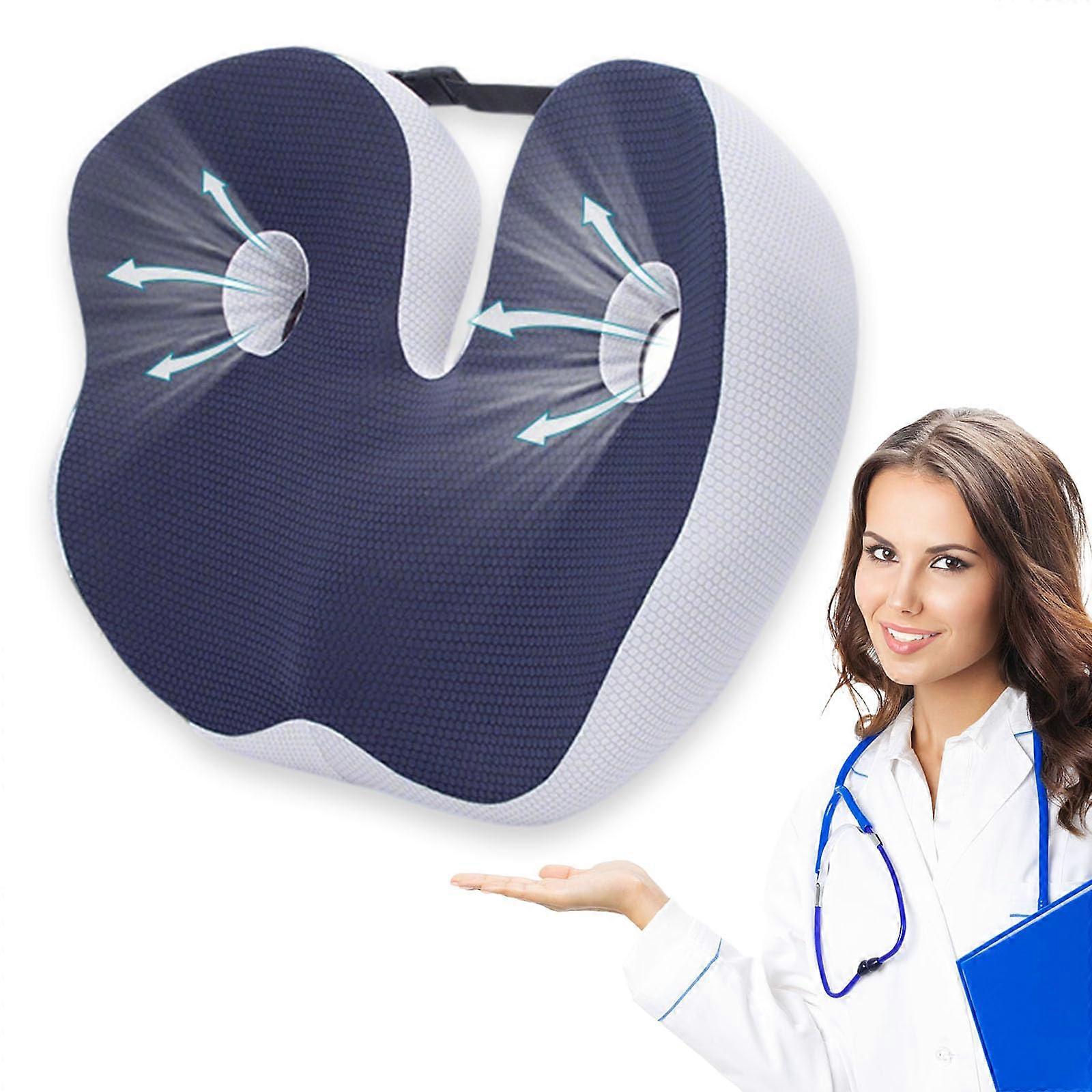 Memory Foam Seat Cushion for Tailbone Hip Pain Relief, Car Seat Cushion (Blue)