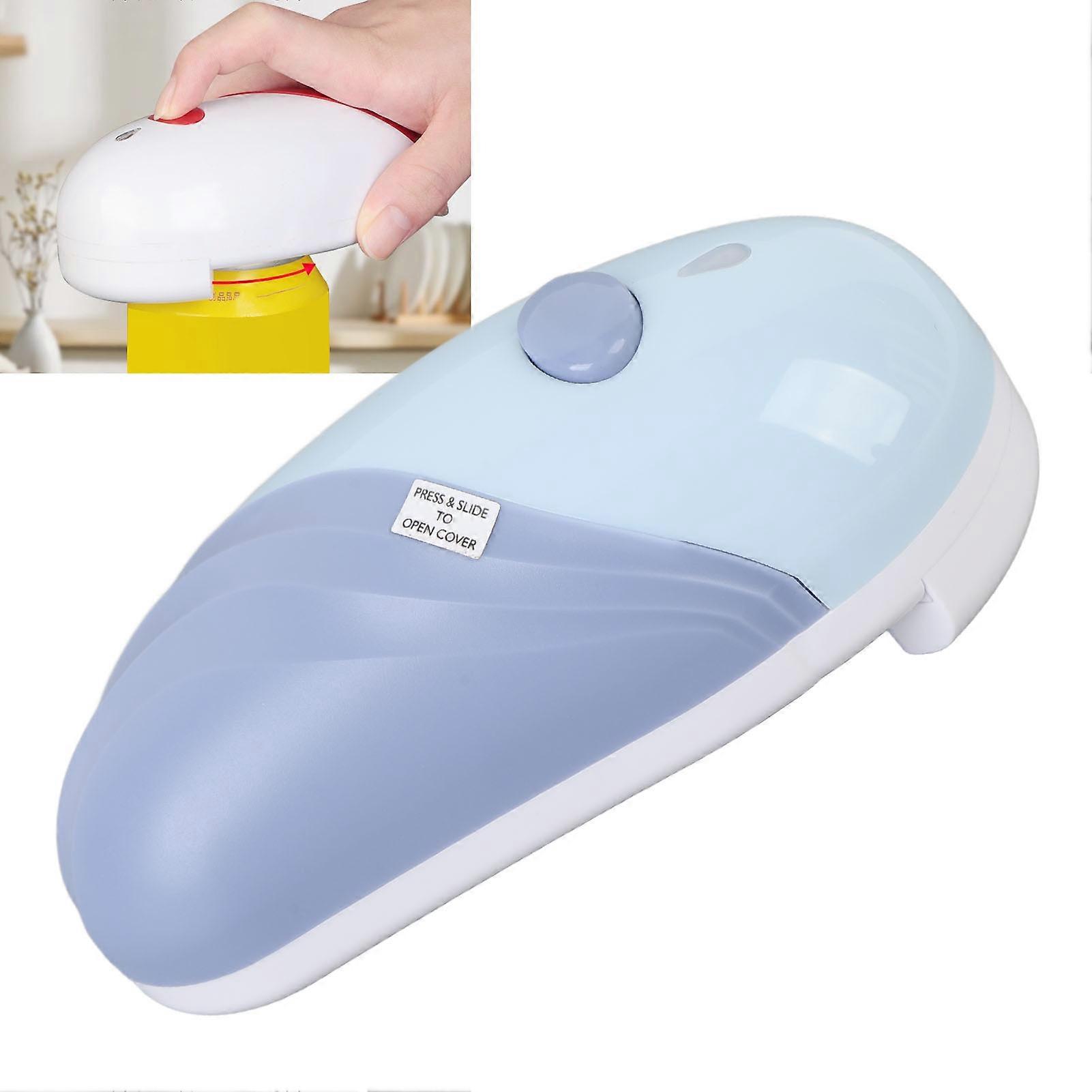 Electric Can Opener One Key Battery Powered Automatic Can Cutter for Elderly Home Kitchen Use Blue 