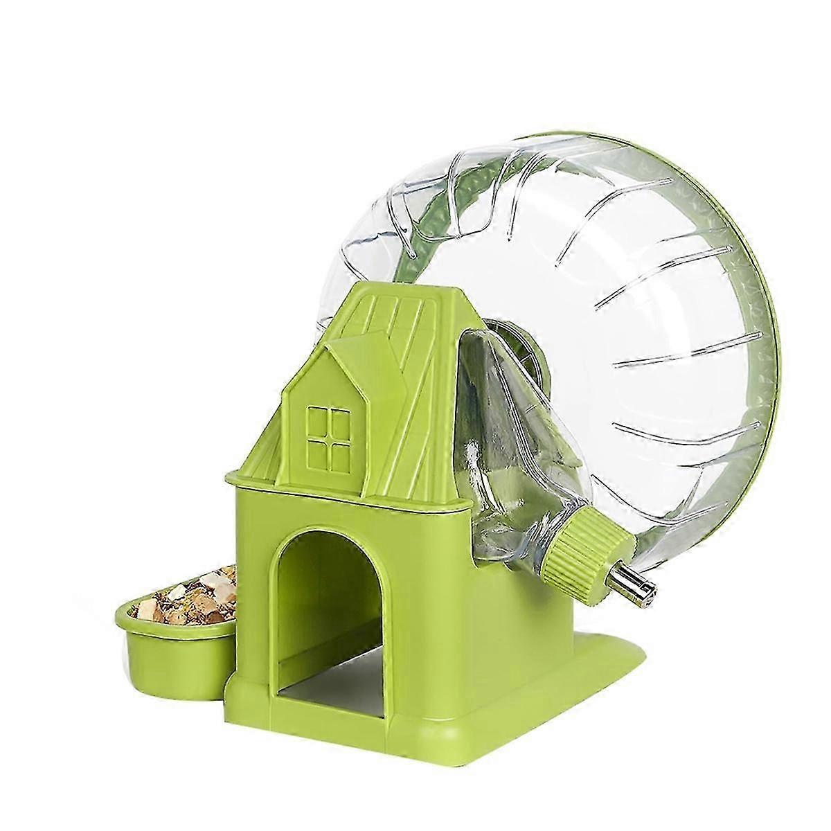 4 in 1 Quiet Hamster Exercise Wheel, Multi Functional Hamster House with Running Wheel, Water Bottl