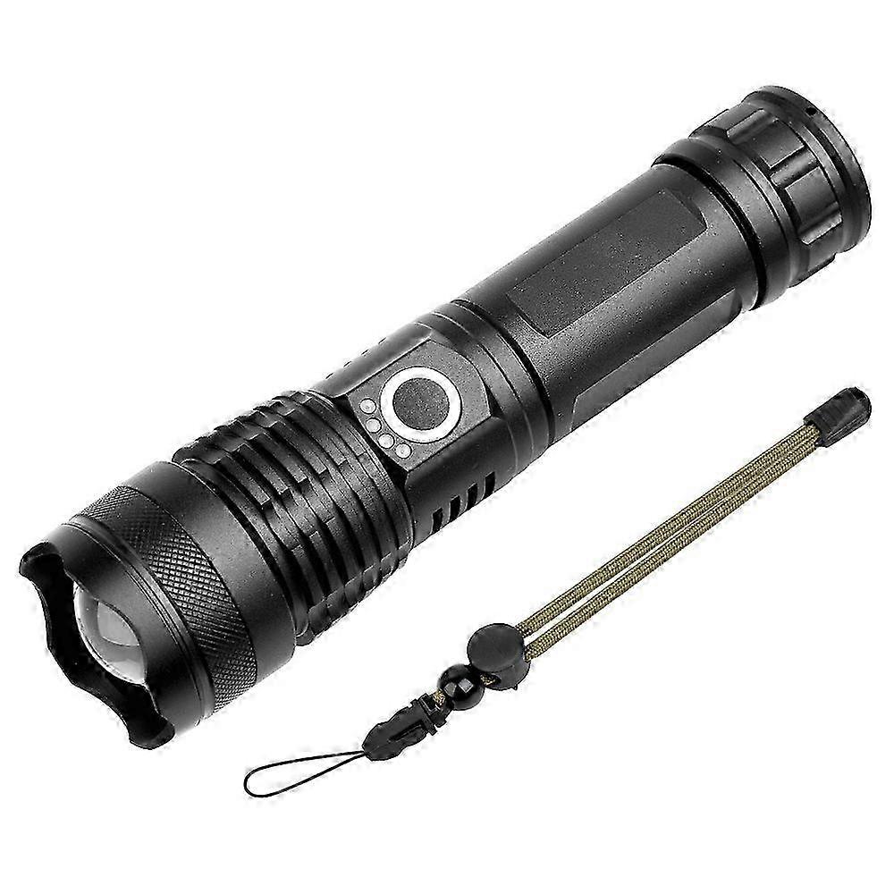 P50 USB Rechargeable LED Zoom Flashlight with Power Display, 2024 Model