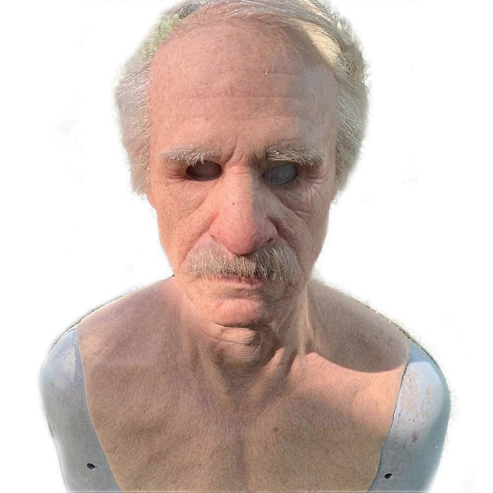 Old Man Mask Realistic Wrinkle Latex Face Mask, Halloween Costume, Super Soft Adult Mask With Wig, Assorted Colours