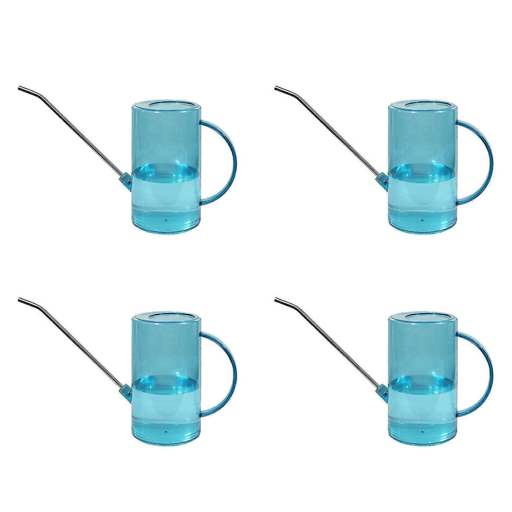 Blue Watering Can Set of 4, 1.5L Large Capacity with Long Spout, Leak-Proof Seal for Succulents and Indoor Plants