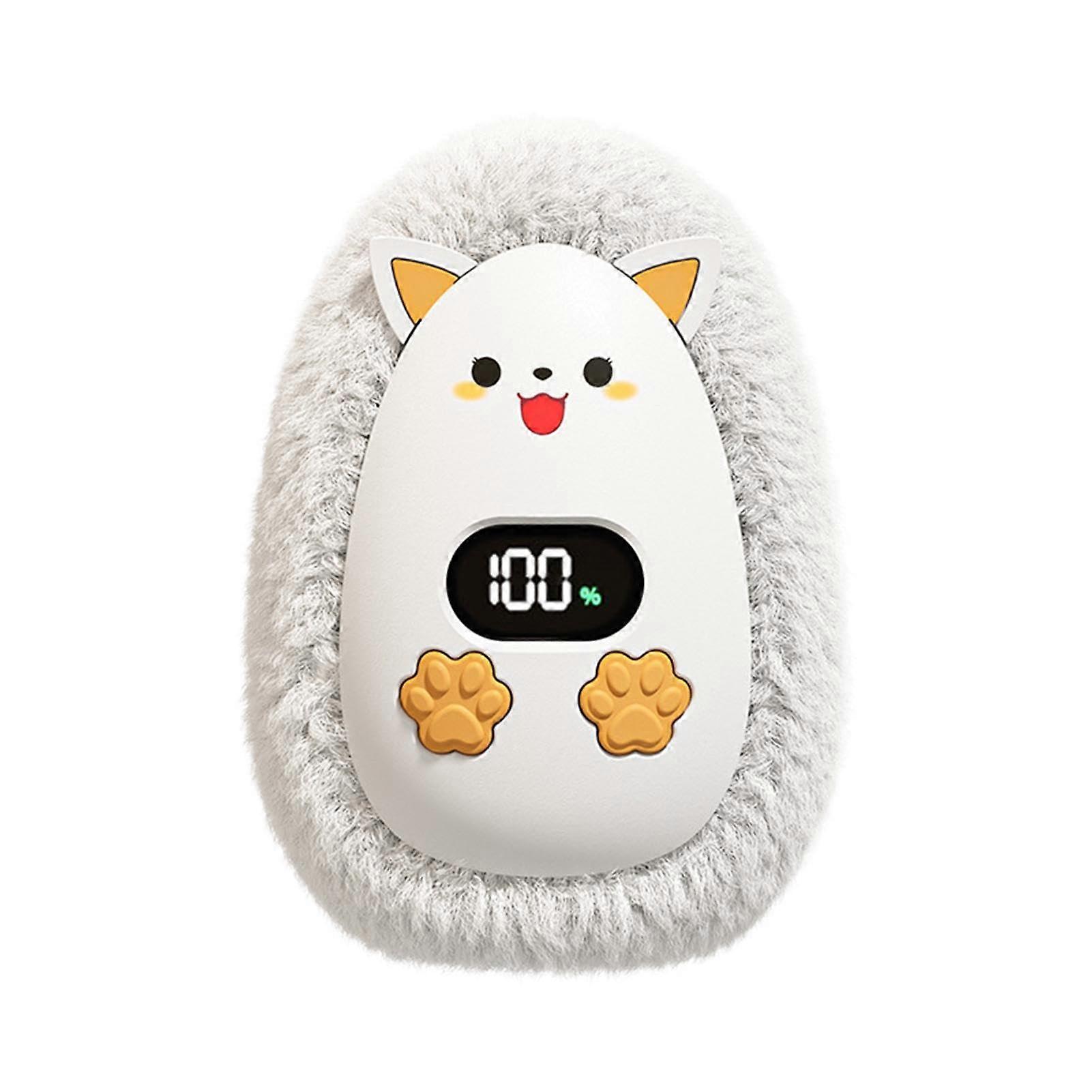 USB Rechargeable Hand Warmer With Digital Display, Plush Soft Fabric, Portable Palm Size