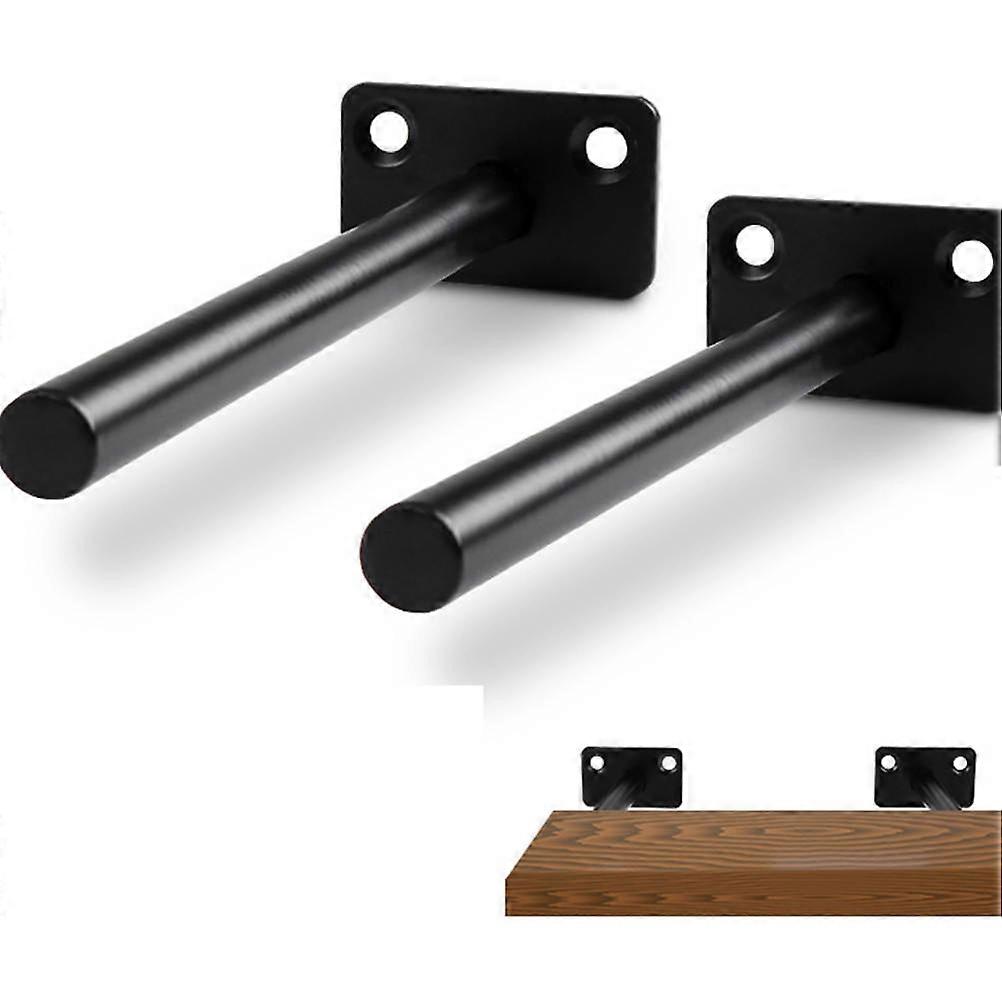 Hidden Floating Shelf Brackets Black Wall Mounted Heavy Duty Support Cold-rolled Steel 15X5cm 2Pcs