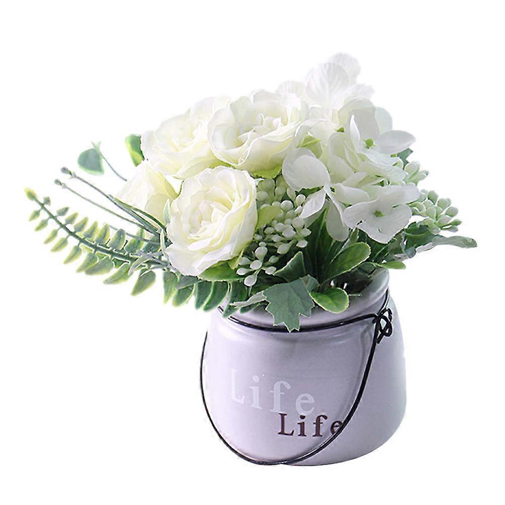 Realistic Hydrangea Artificial Flowers Simulation Flower Bonsai for Indoor Decoration Retro Nordic Style Round Shape No Maintenance Required 1Pack