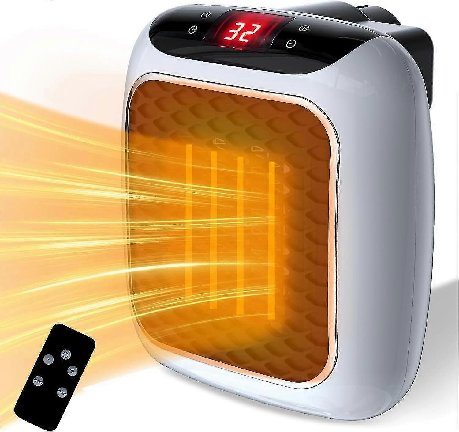 Household Fan Heater, 800W Plug-in Heater 2 Modes PTC Ceramic Heater Protector with Remote Control Electric Heater Energy Saving