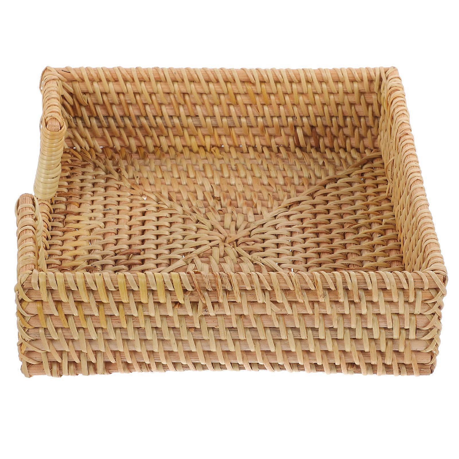 Woven Napkin Holder Rattan Napkin Organizer Dining Room Item Square Shape 7.27X7.07X2.36in Table Decoration 1Pack