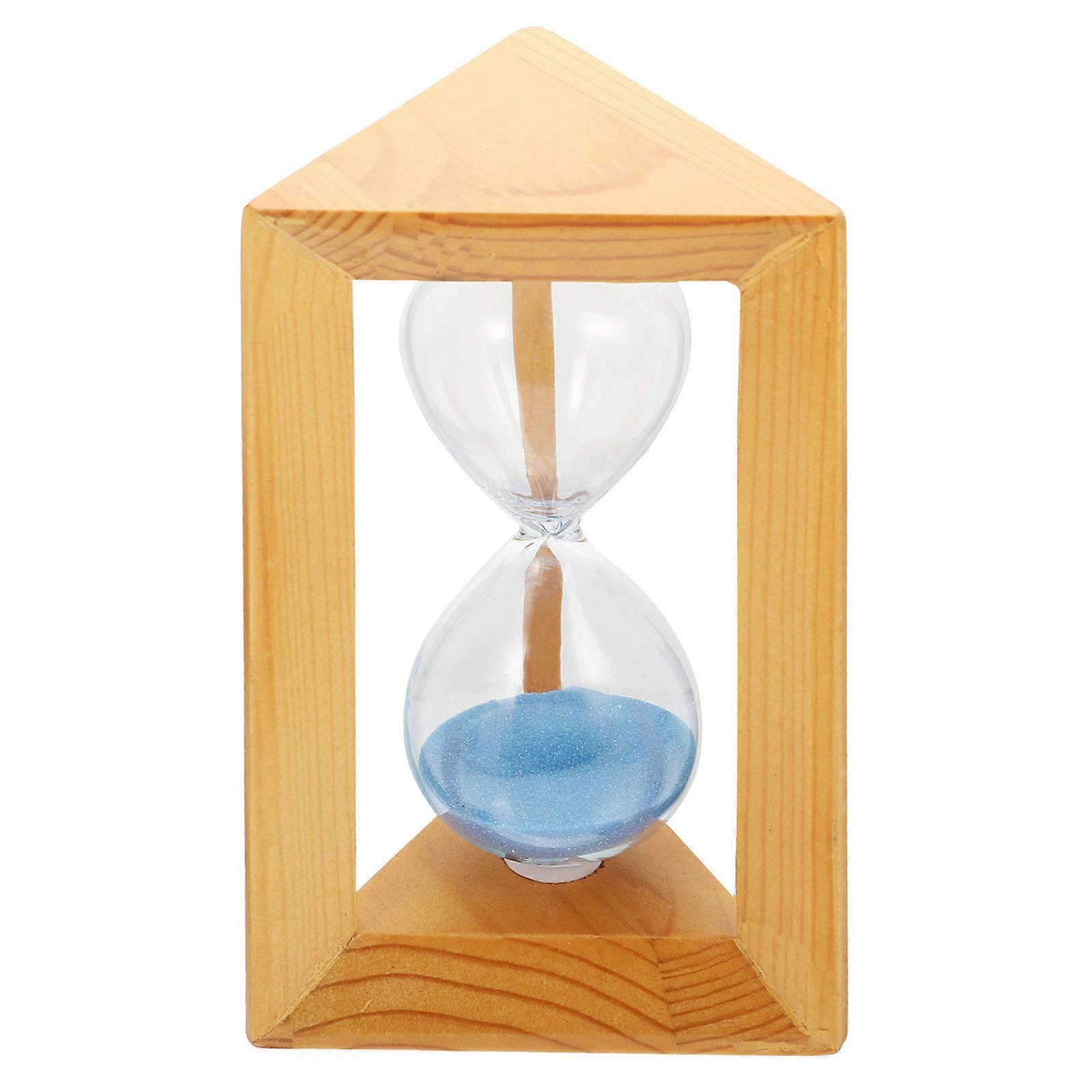 Hourglass Decor Study Room Adornment Wooden Glass Sand Sponge 1Pc Simple Design 14.5x8.5cm
