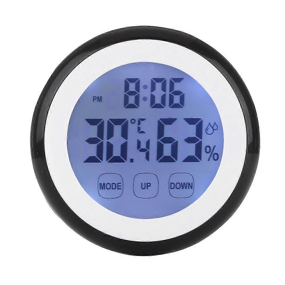 New round touch screen thermometer and hygrometer with clock alarm household thermometer electronic temperature and humidity