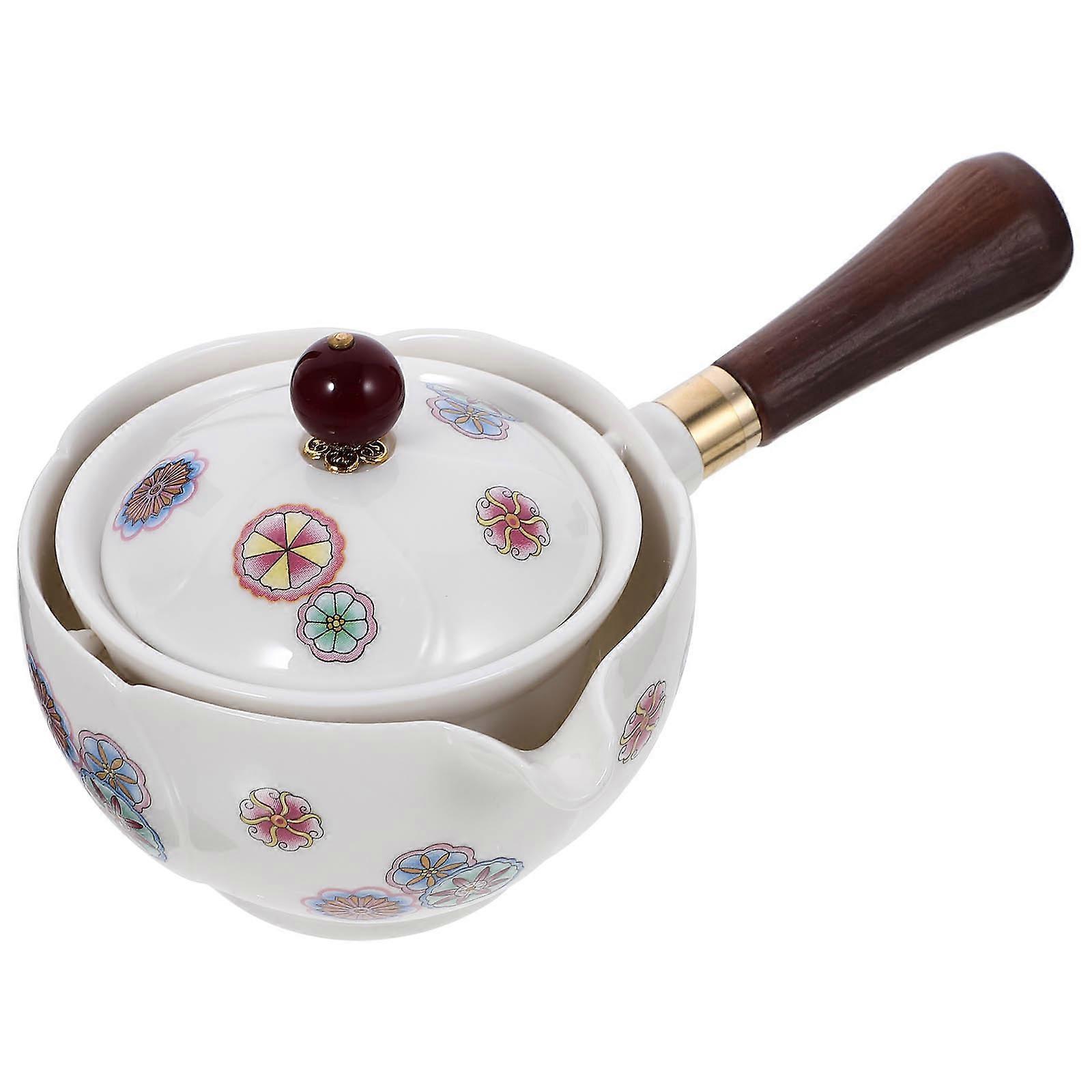 Ceramic Teapot With Infuser Side Handle Tea Kettle For Office Use 1Pack