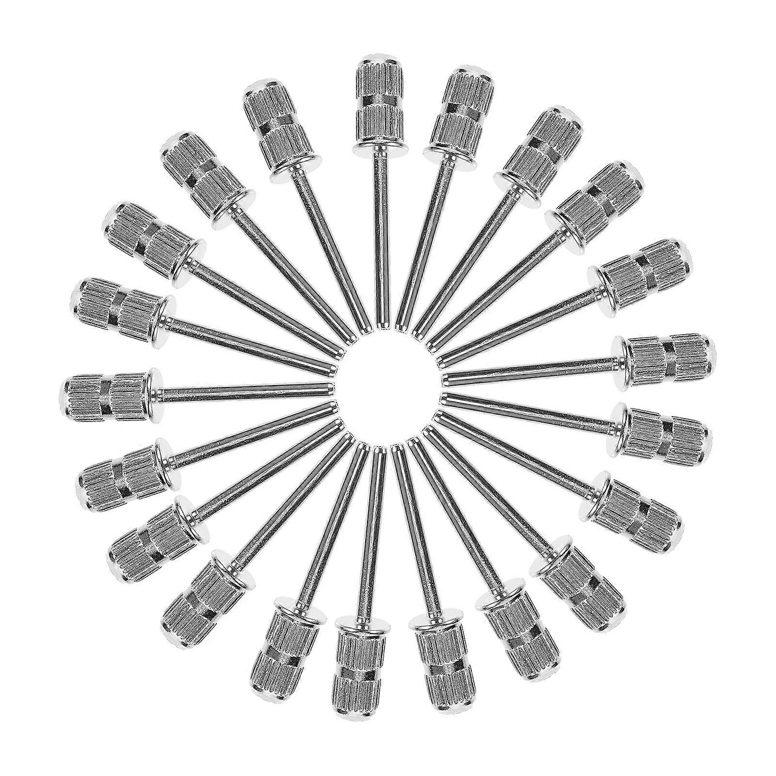 Nail Double-Sided Sanding Replacement Nail Drill Bits For Beginner 20Pcs Silver 3.7x0.7cm