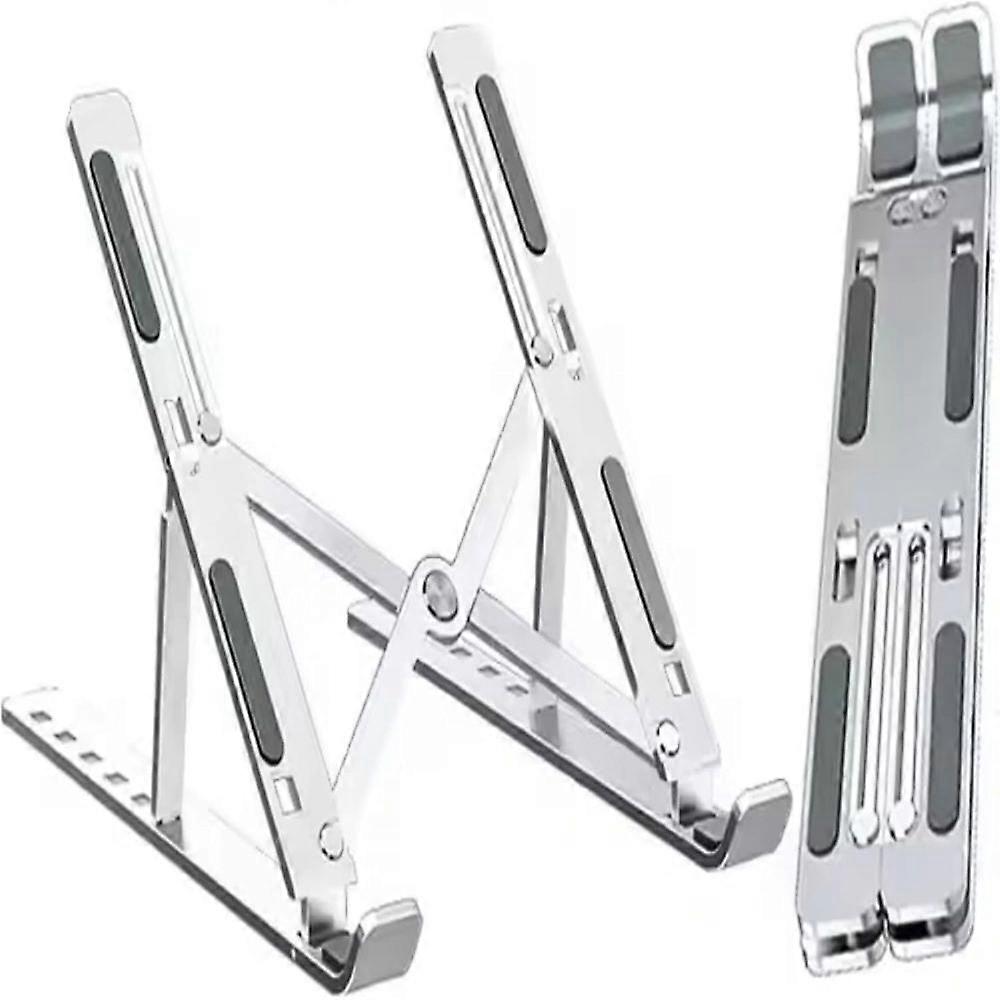 Stand, Foldable Adjustable & Ergonomic Aluminum Portable Notebook/Tablet Stand, Holder, with 10-15.6 s and Tablets (Silver, Black) (Grey Silver)