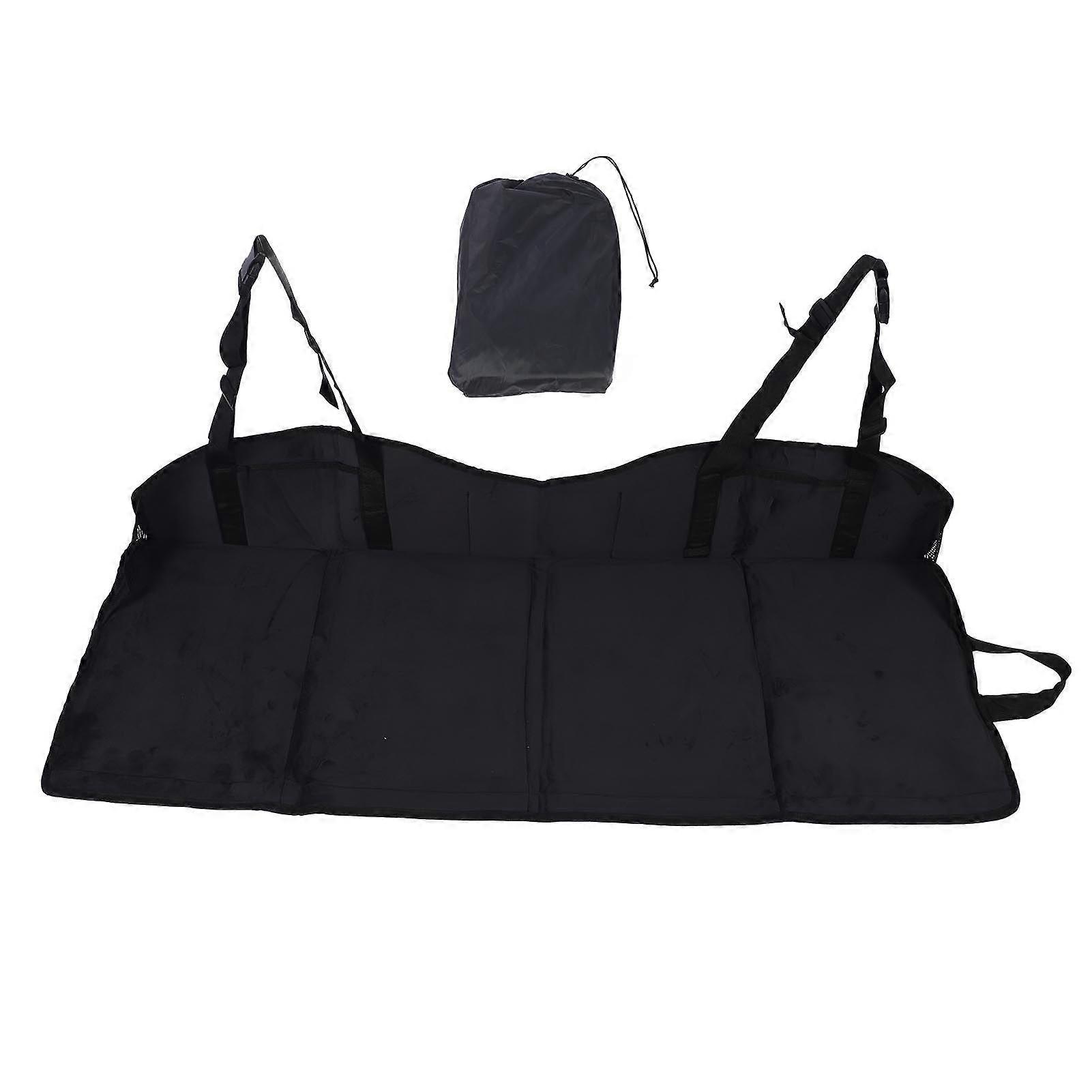 Foldable Car Back Seat Extender Soft Enhanced Comfort Plush Portable Rear Seat Mattrss Extension Plate for Vehicle SUV Black MK34622