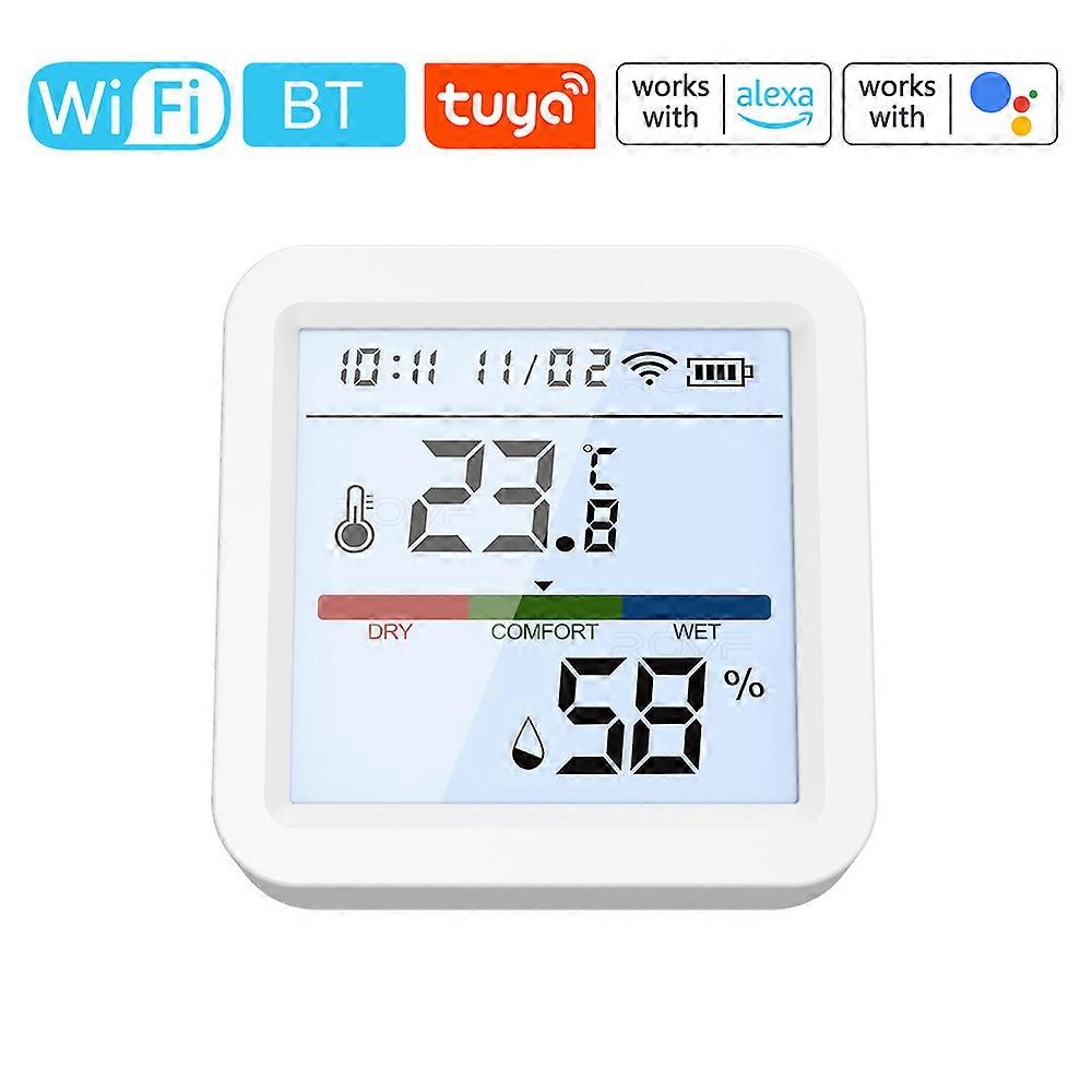Tuya WiFi BT Dual-Mode Temperature Humidity Tester LCD Backlight Display Mobilephone APP Remotely Control Intelligent Linkage Compatible with Alexa a