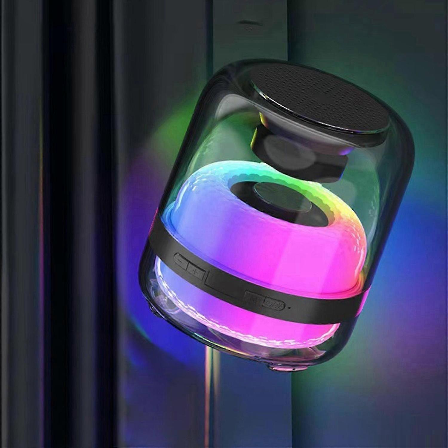 Intelligent Voice Colorful LED Breathing Glass Light Transparent Case Bluetooth Audio Heavy Subwoofe