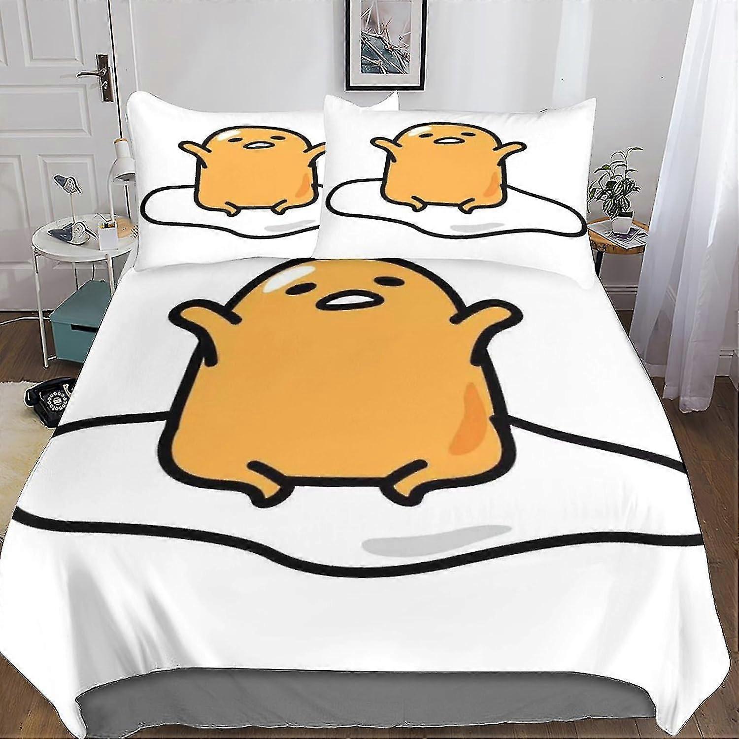 Conjunto de capa de edredom impresso em anime 3D - 3 peças de roupa de cama de microfibra macia com fecho de zíper para adolescentes