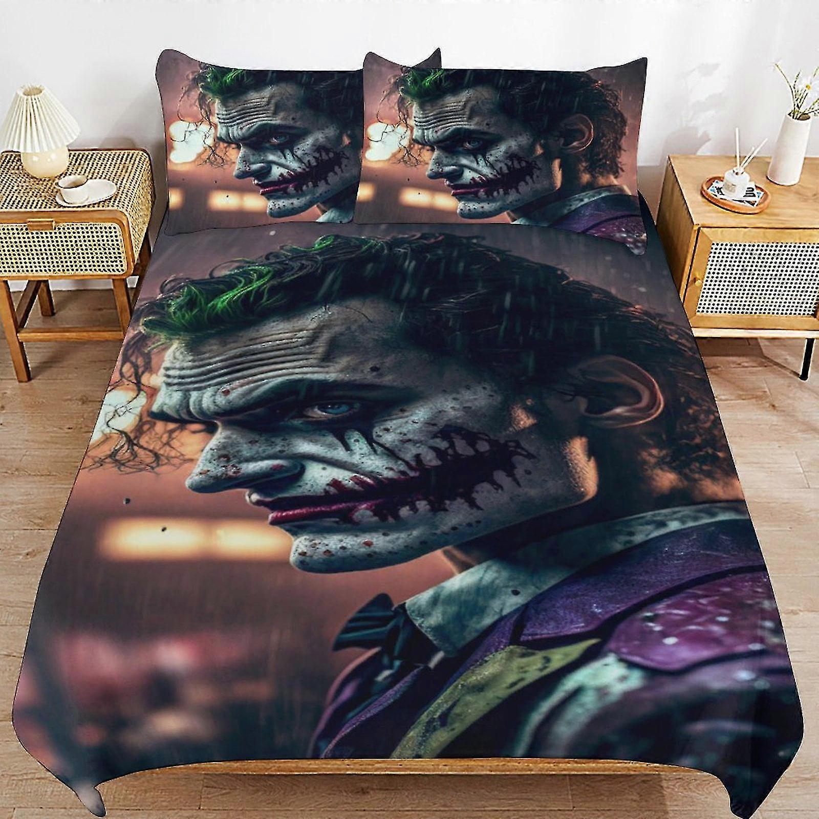 Conjuntos de cama de desenho animado bonito - decoração de quarto leve impressa em 3D com 1 capa de edredão e 2 travesseiros para crianças 8670