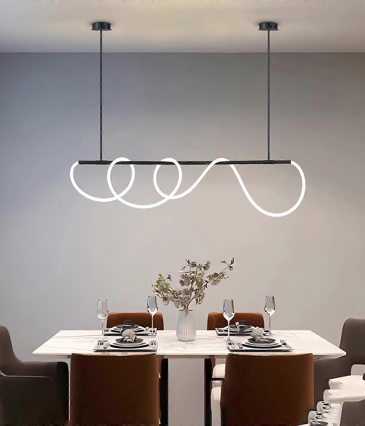 LED Pendant Light Height-Adjustable Restaurant Hanging Light Dimmable With Remote Can Be Shaped Black 110 cm