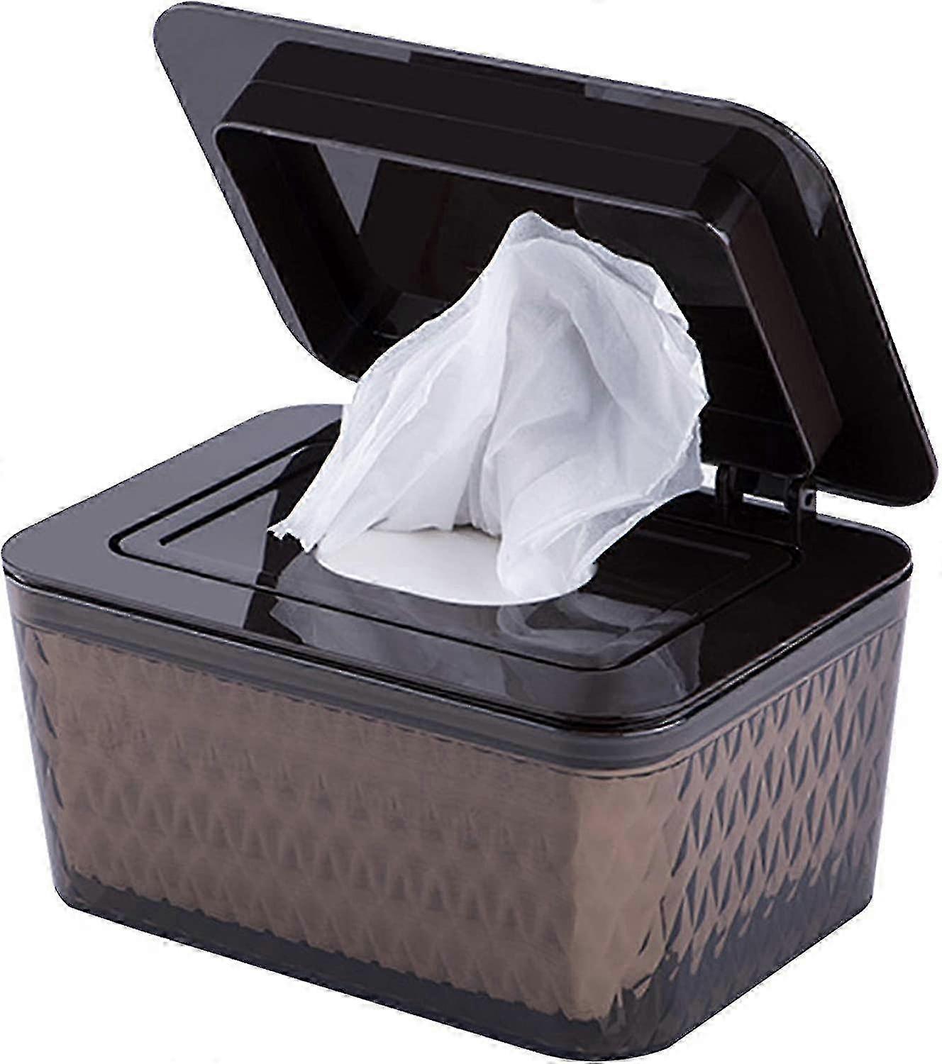 2024 Wet Wipes Storage Box, Dustproof Tissue Dispenser Case With Sealed Lid (brown)