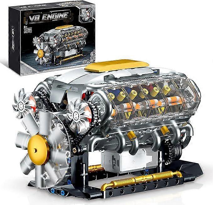 V8 Engine Building Kit, Build Your Own MOC Mini V8 Engine Model Toy for Display, Compatible with Sets for Boys 8-14, STEM Building Project for Kids & 