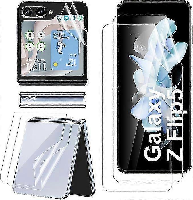 Z Flip 5 Screen Protector, [8 in 1] Inside Film + Front Screen Protector +Hinge Protector+Back Protector for Samsung Galaxy