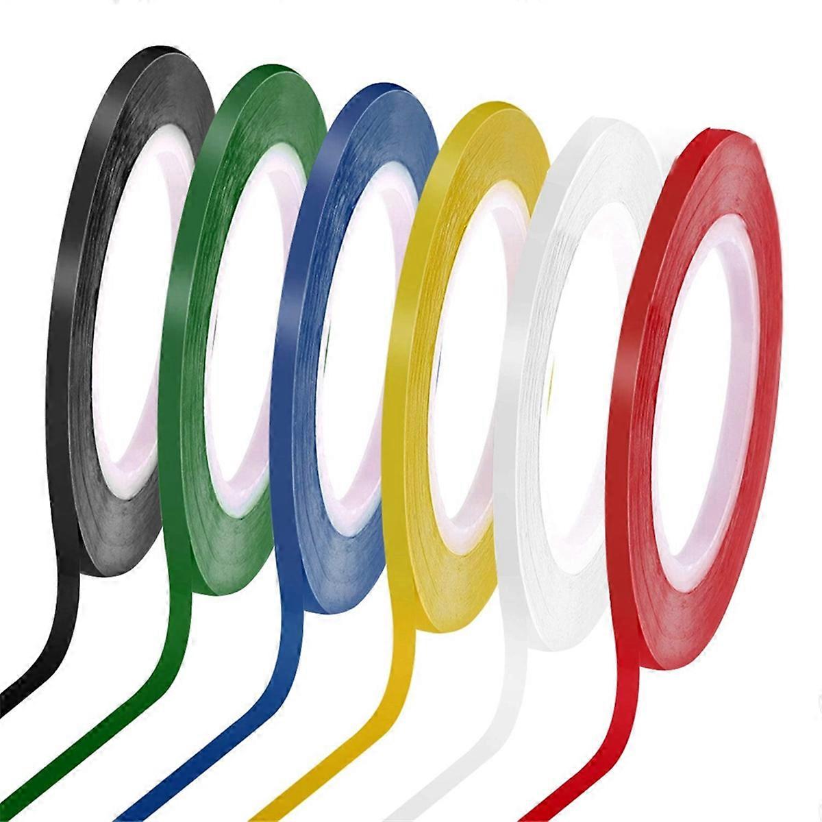 6 لفات 1/8 شريط السبورة البيضاء خطوط الشريط الأبيض رقيقة الشريط الشريط الجاف محو الشريط الفني الشريط الكهربائي ، 108 قدم لكل لفة