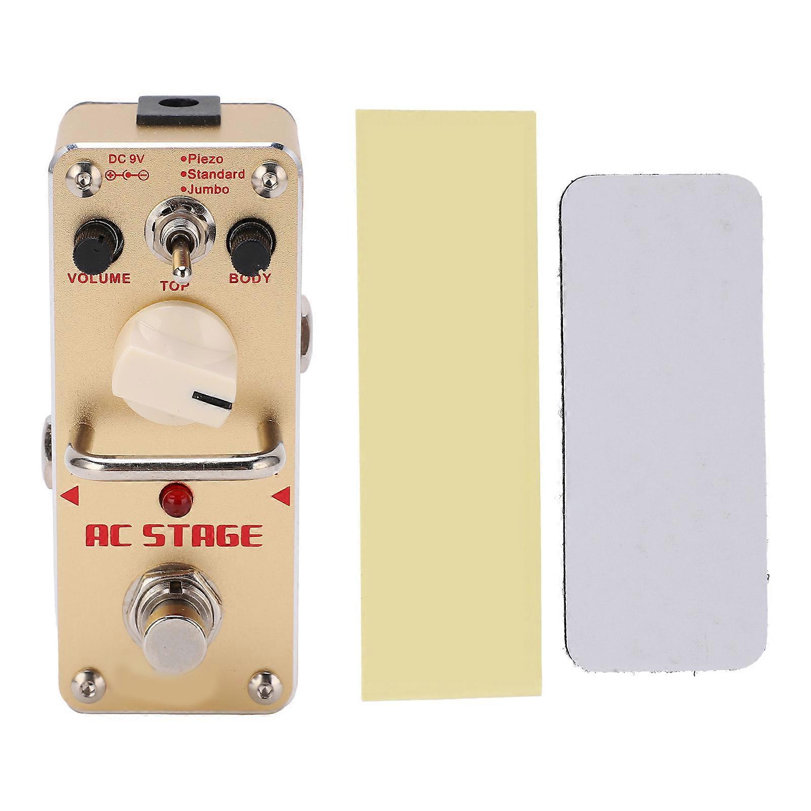 Analog Folk Guitar Pedal Metal Yellow Effect Pedals with True Bypass LED Indicator