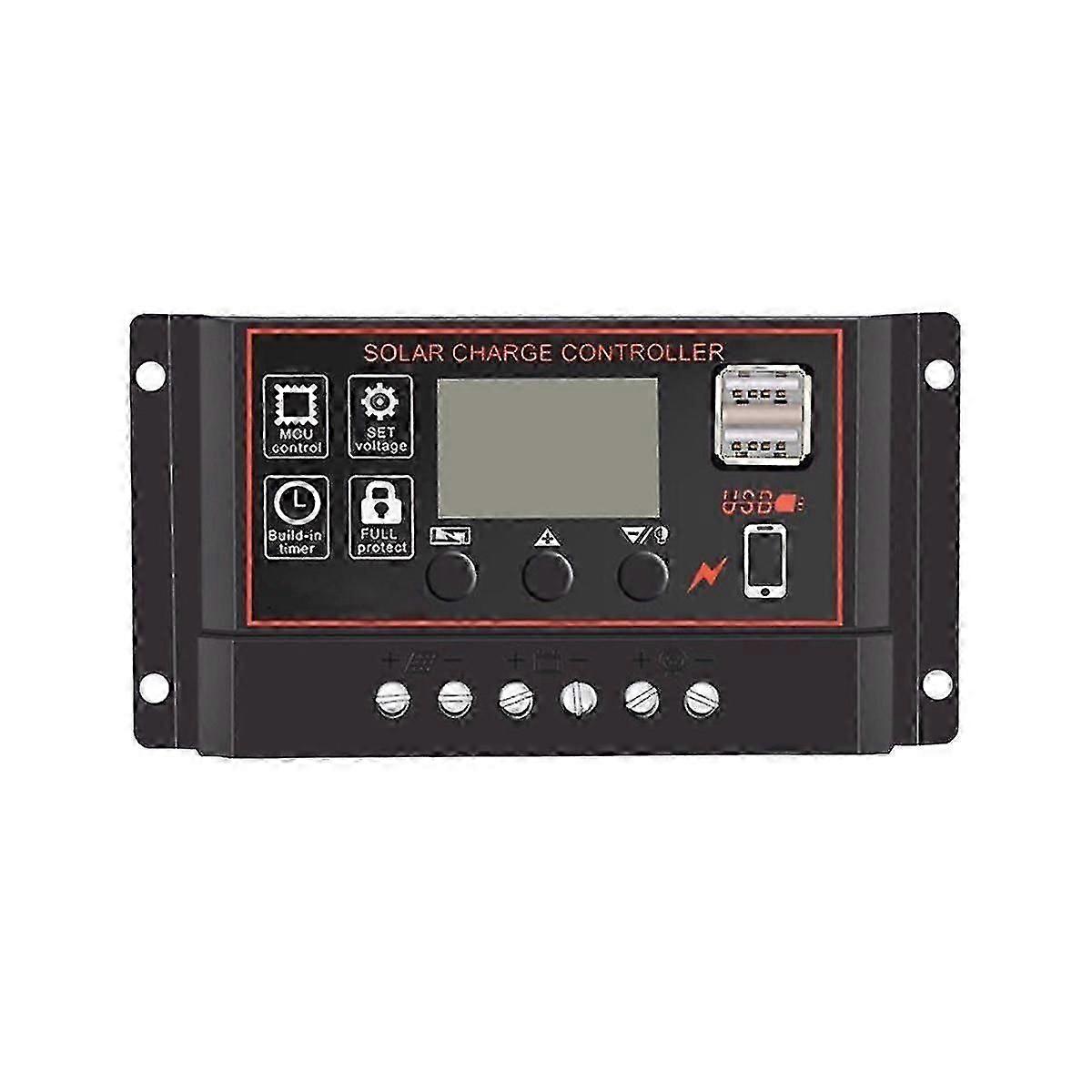 30A Solar Charge Controller Solpanel Controller 12V 24V LCD Display Solpanel Batteri Regulato.