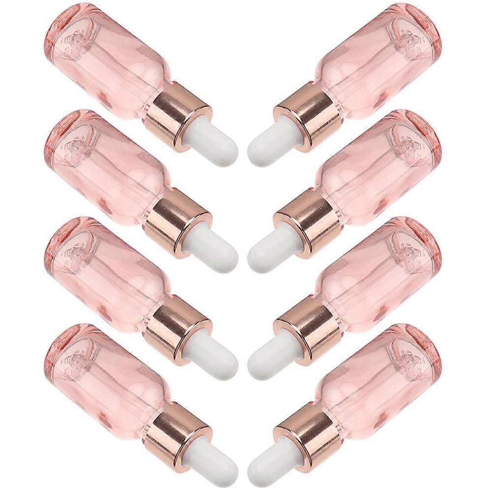 Mini Glass Dropper Bottles Liquid Measurement General Users Pink 8X2.5CM 10ml 8Pcs