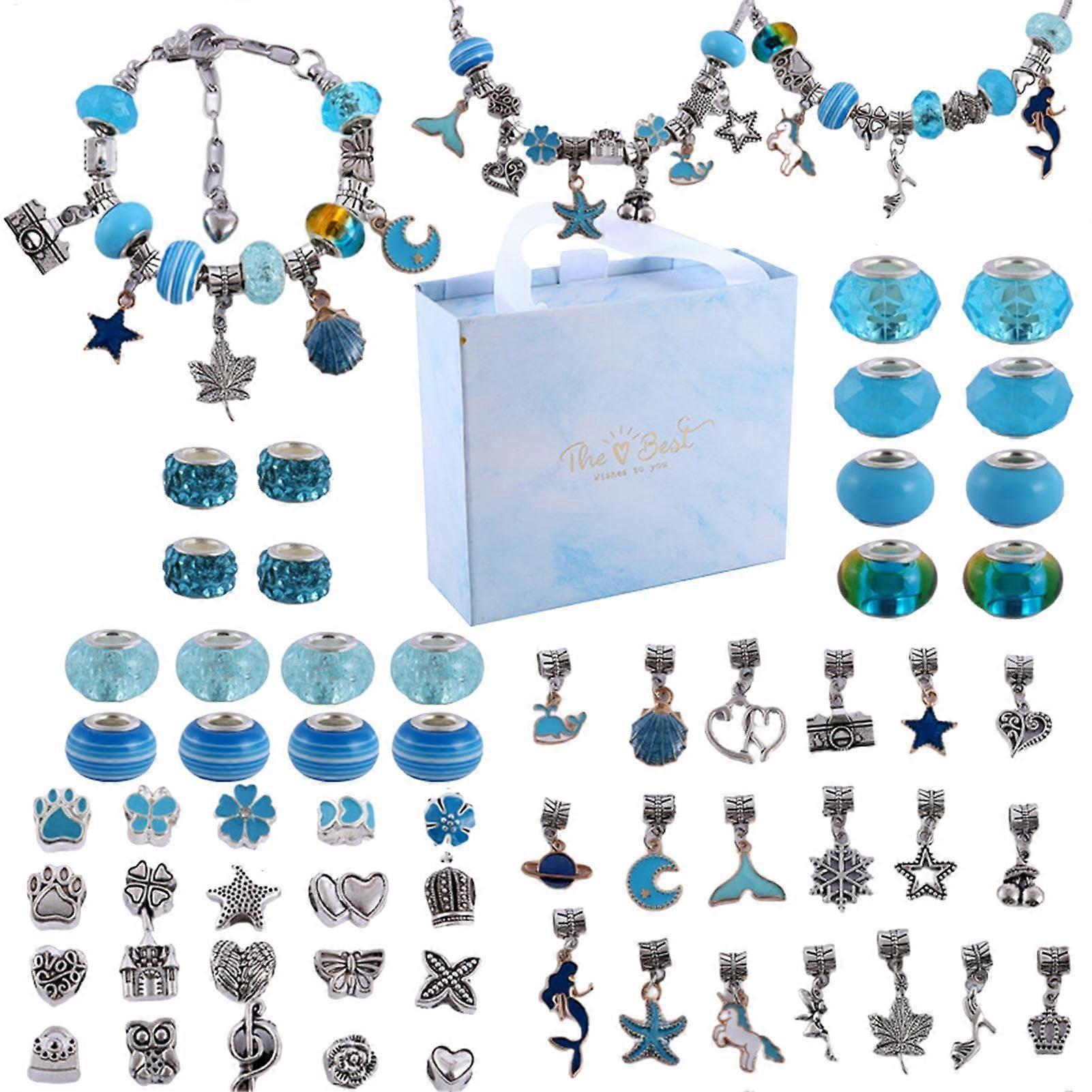 Jewelry Making Kit for Kids Stylish Bead Crafting Set, Bracelet Stringing Kit Blue