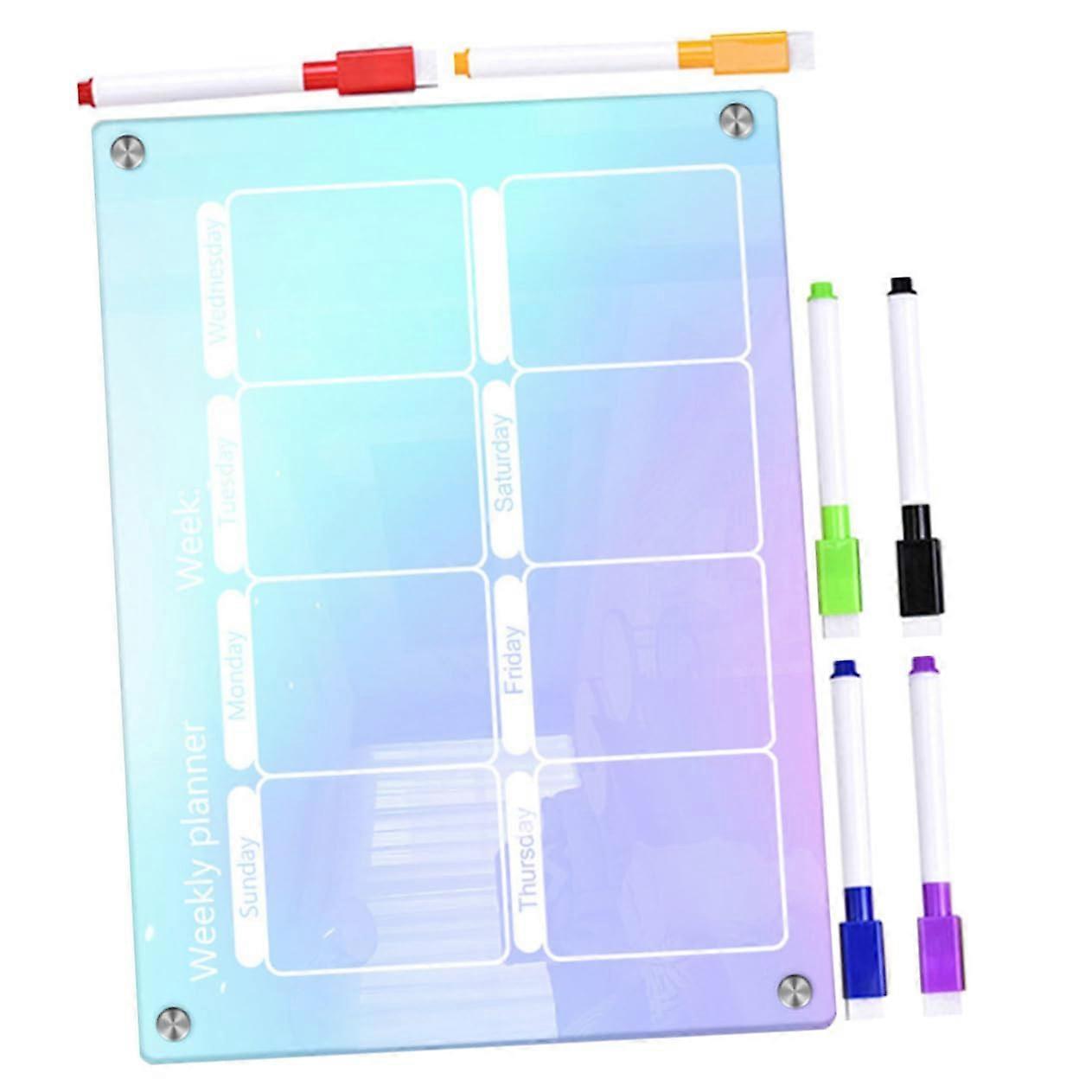 Magnetic Dry Erase Board Planner with Colorful Markers for Refrigerator Weekly Organization 1 Set Acrylic