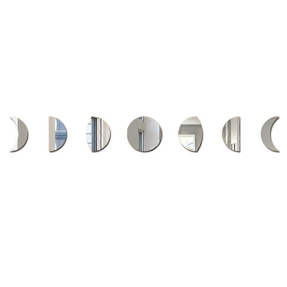 Moon Phase Mirror Set Acrylic Wall Art for Home Decor Silver Easy to Install 1 Set