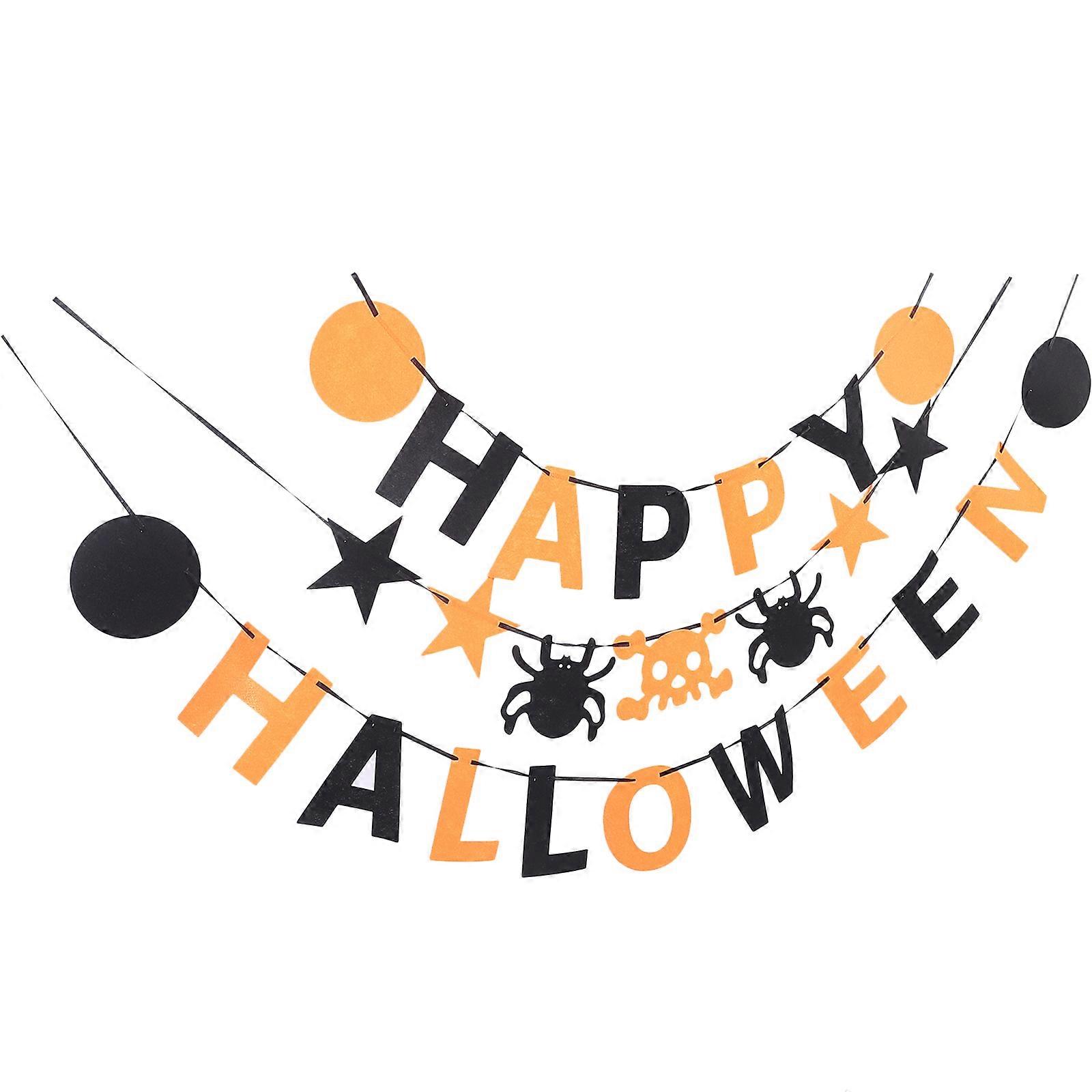 Happy Halloween Banner Felt Material for Decoration with String Multi 2Pcs