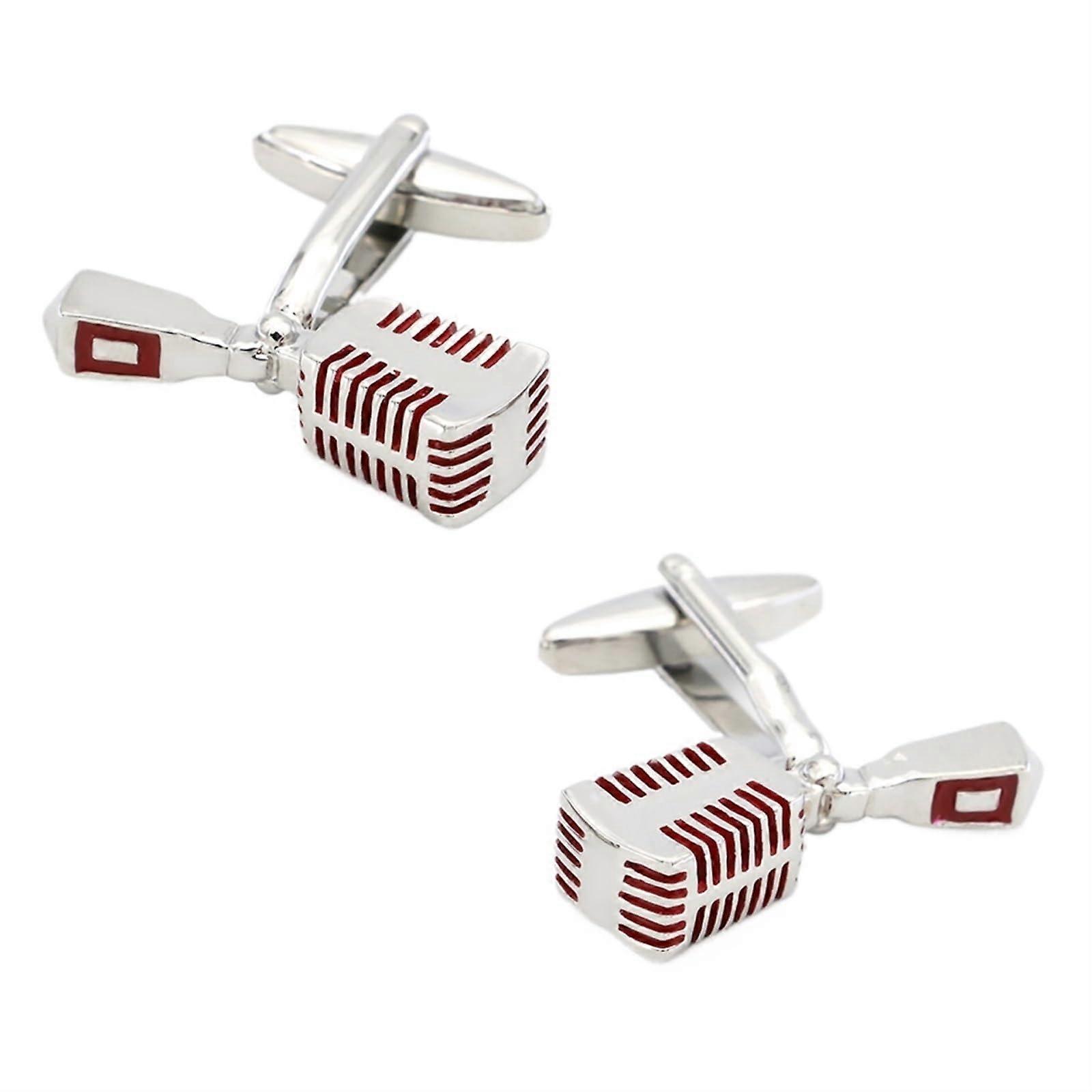 Cufflinks for Men, Microphone Shaped Cufflinks Set for Suits, Classic Red Cufflinks for Business and Wedding Shirts