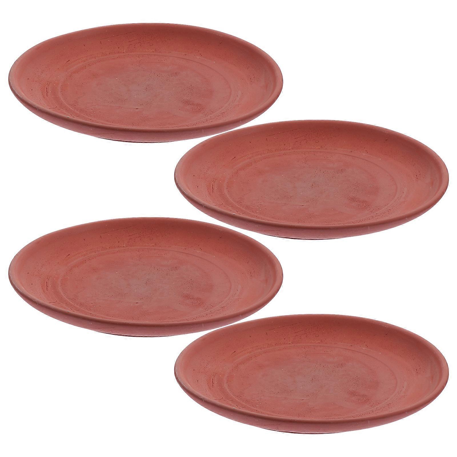 Flowerpot Bases Ceramic Flowerpot Trays for Gardening Use 4Pcs Dark Red