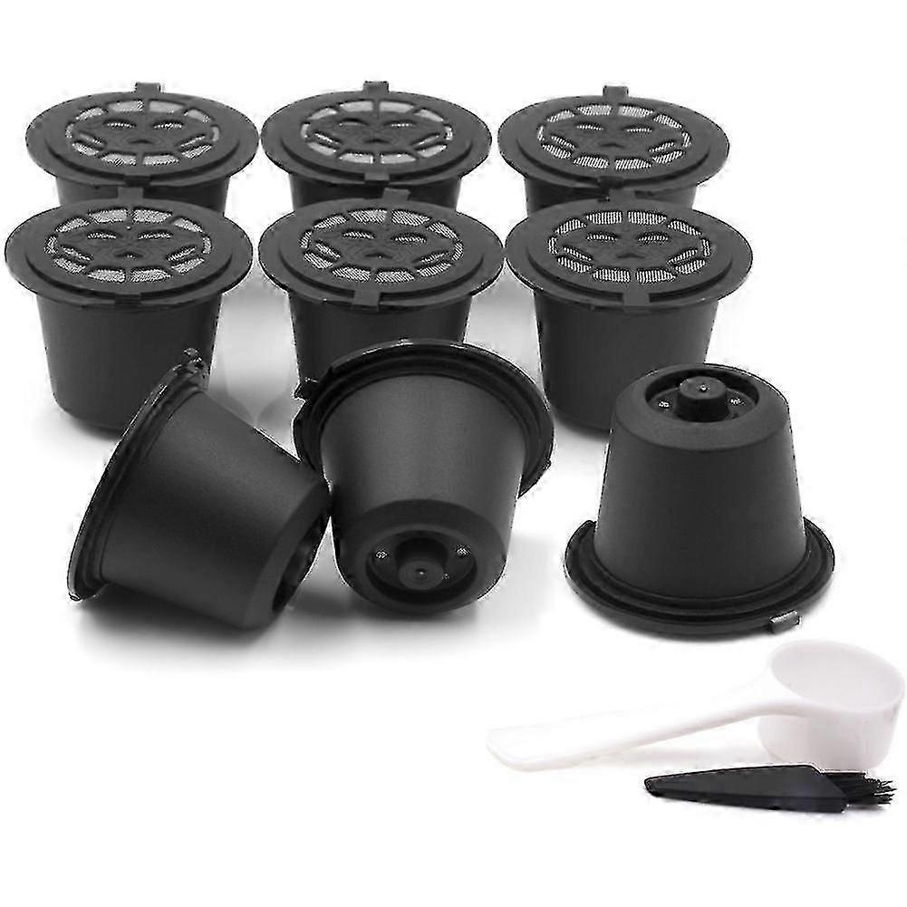 Suitable for Coffee Machine Stainless Steel Coffee Capsule Shell Reusable Filling Coffee Powder, 9P