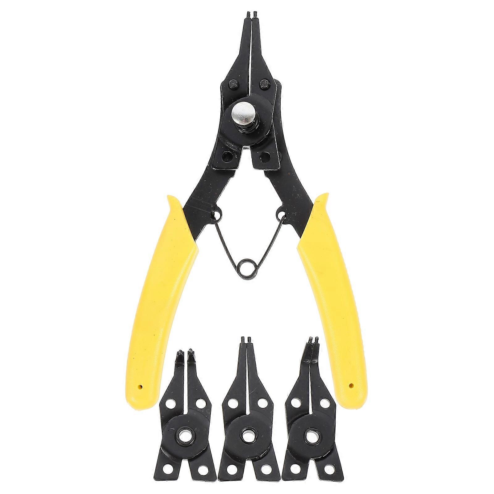 Yellow Steel Circlip Plier Tool for Repairing Use with Portable Design and Strong Spring Handle 4 in 1