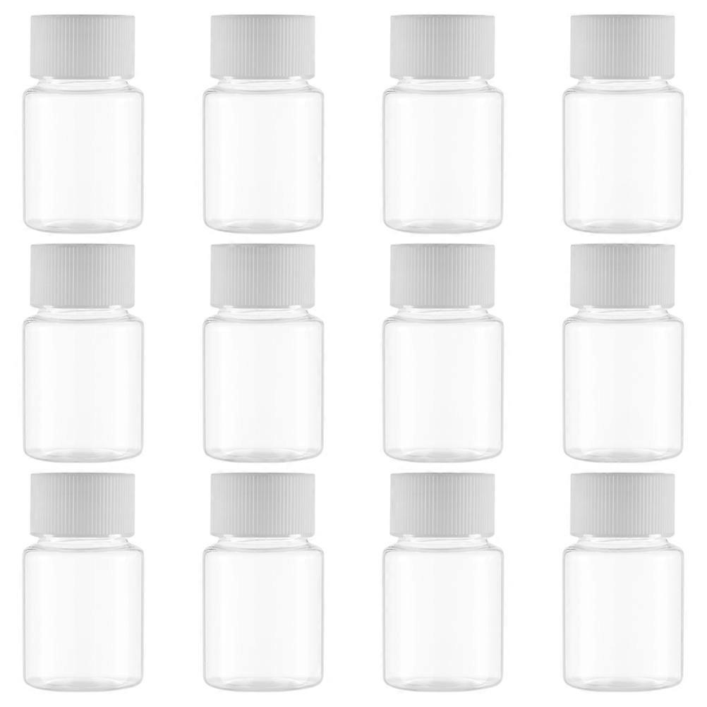 Empty Plastic Medicine Container Cylindrical Design Storage Dispensing Sealing 12Pcs
