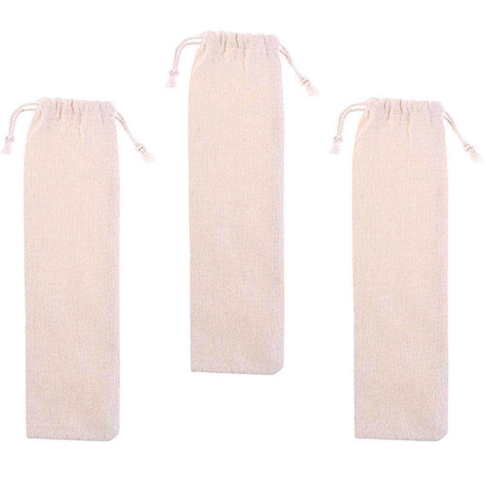 Reusable Straws Carrying Case Pouch Bag Protect Straws 25x7.2cm Beige 1Pc