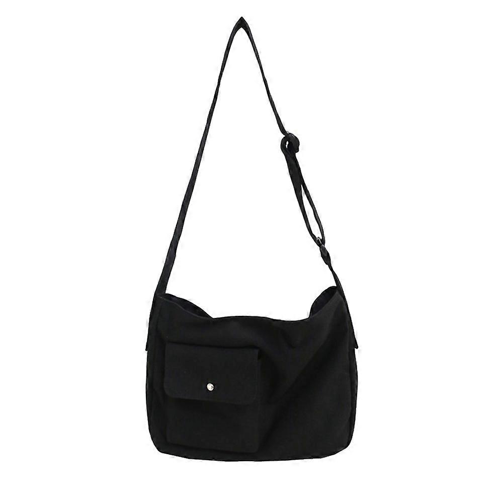 Black Canvas Tote Bag with Large Capacity for Storage Use and Multiple Carrying Options 1Pc
