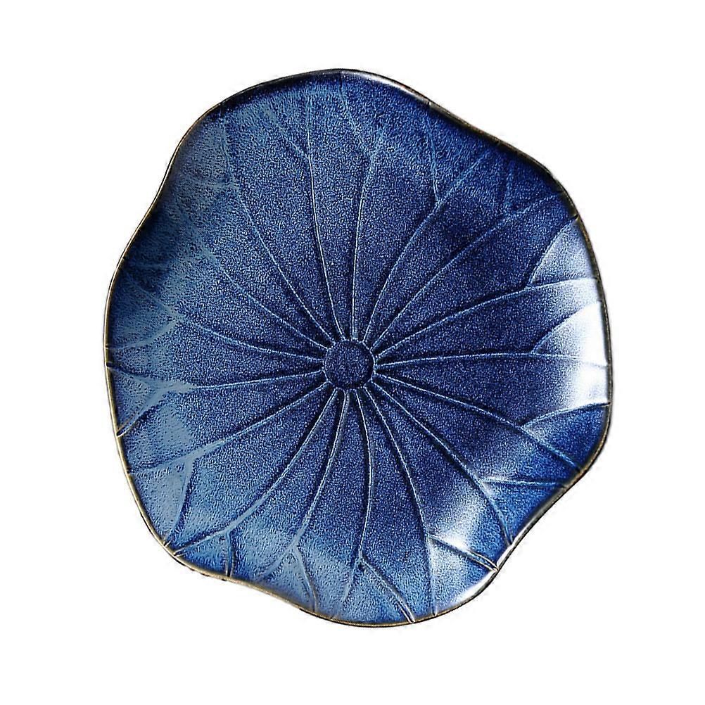 Ceramic Serving Platter Japanese Style Ceramic Plate Lotus Leaf Shape Fruit Salad Holding Home Users 21.2X19X2CM 1Pack