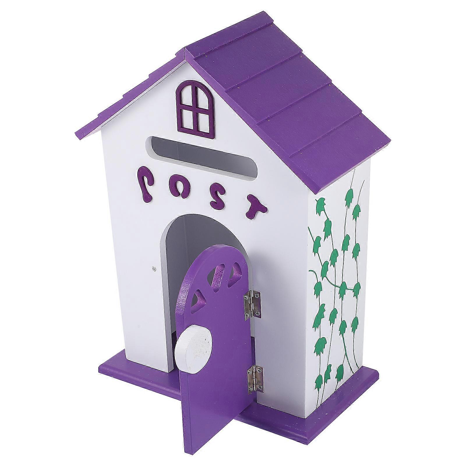 Purple Wall Mount Mailbox Durable Synthetic Material for Decoration Hospital 1Pc