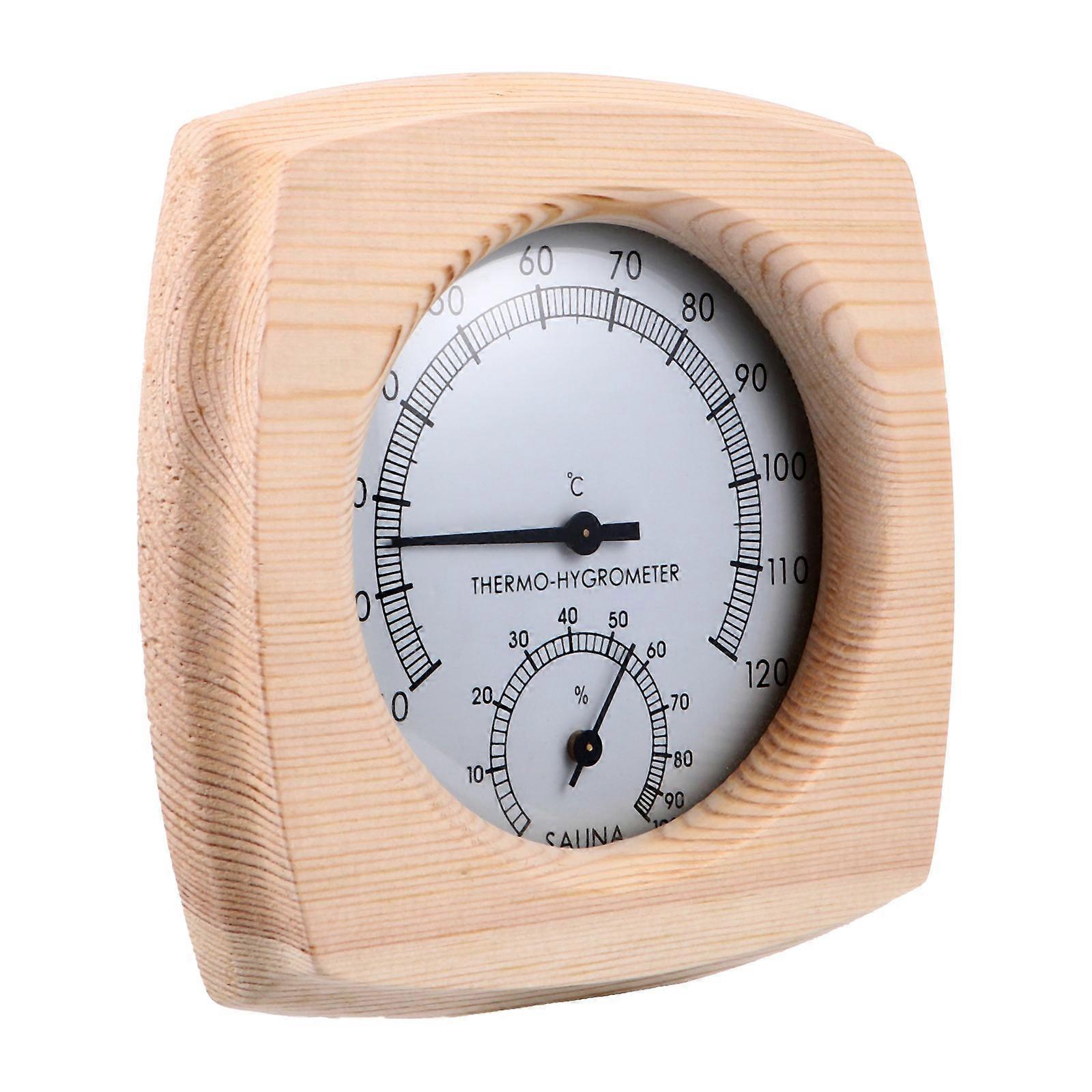 Analog Hygrometer Sauna Hygrothermograph Indoor Use Waterproof Square Shape 14x14x5cm Humidity Measurement 1Set