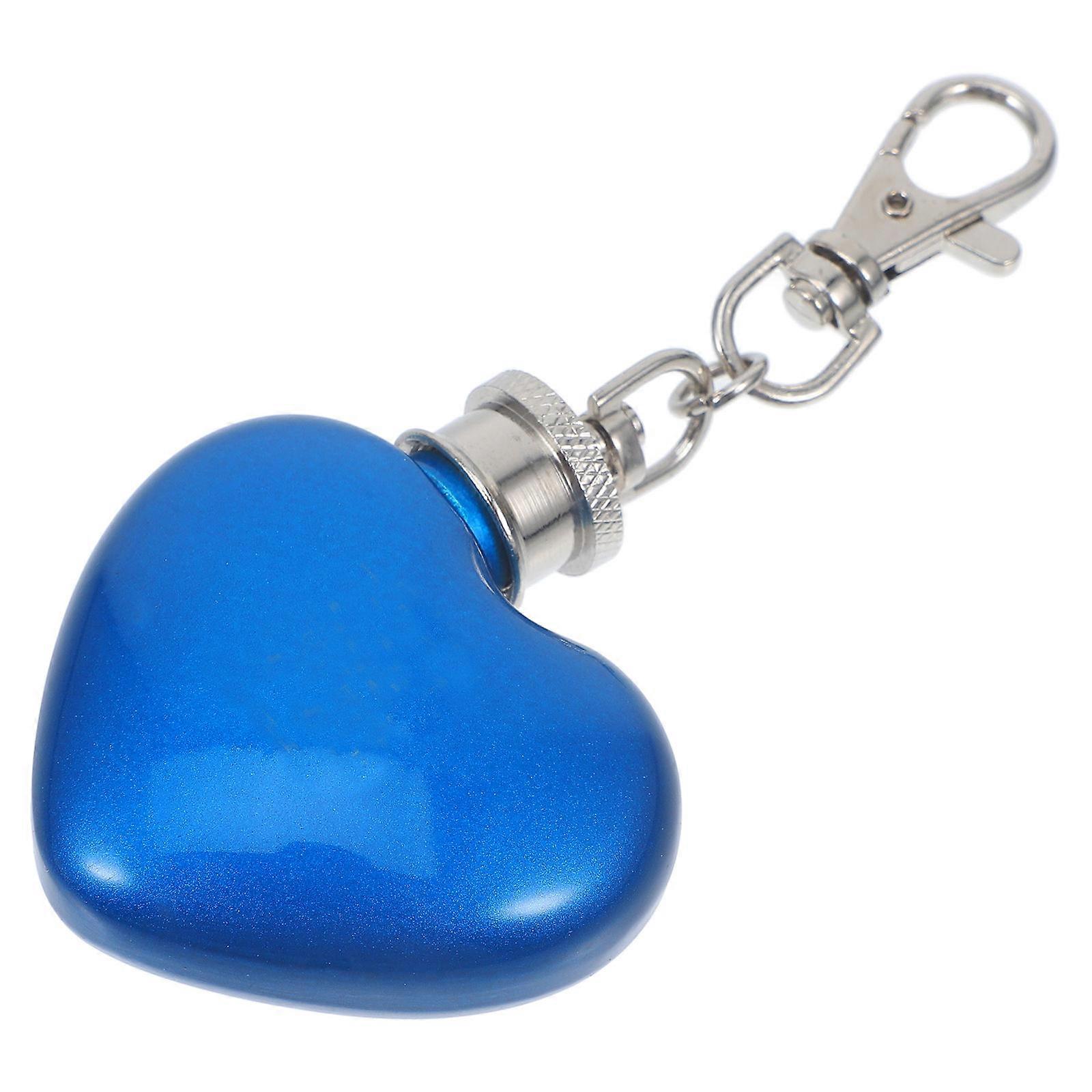 Heart Shaped Bottle Mini Flask Keychain Portable Water Container Mirror Finish Adults 1Oz 1Set
