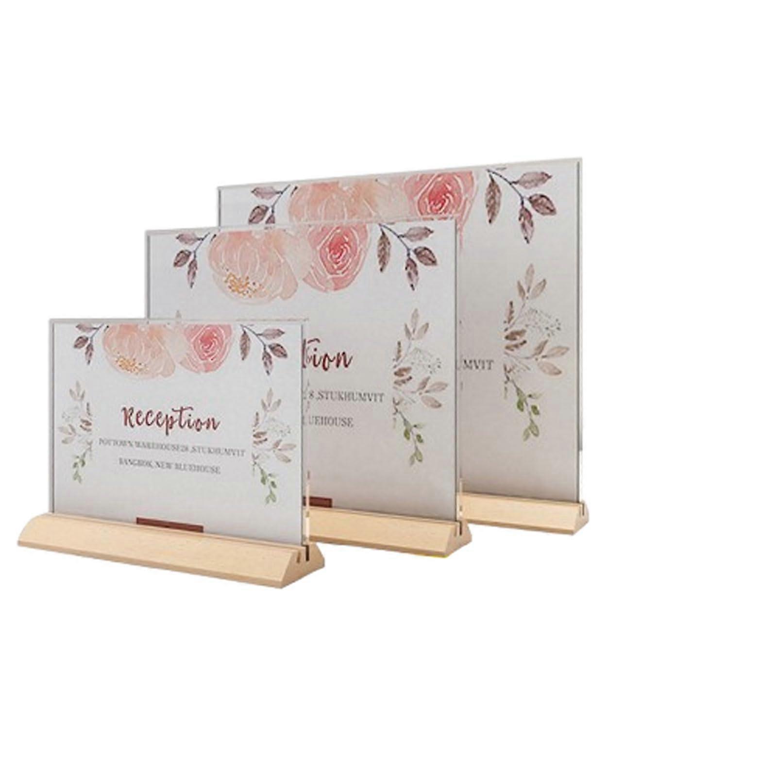 A4 A5 A6 حامل علامة أكريليك مع قاعدة خشبية للمطاعم والمقاهي