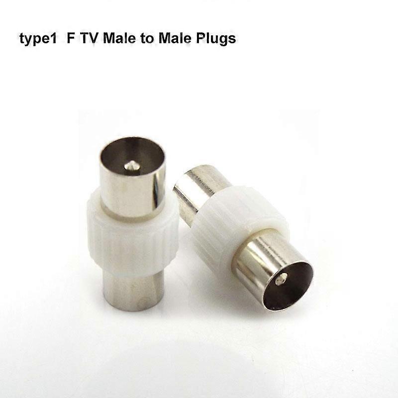 2x TV RF F female Male to RF Coax F female Plug adapter Connector Socket Terminal Converter video For Antennas Coaxial Aerial