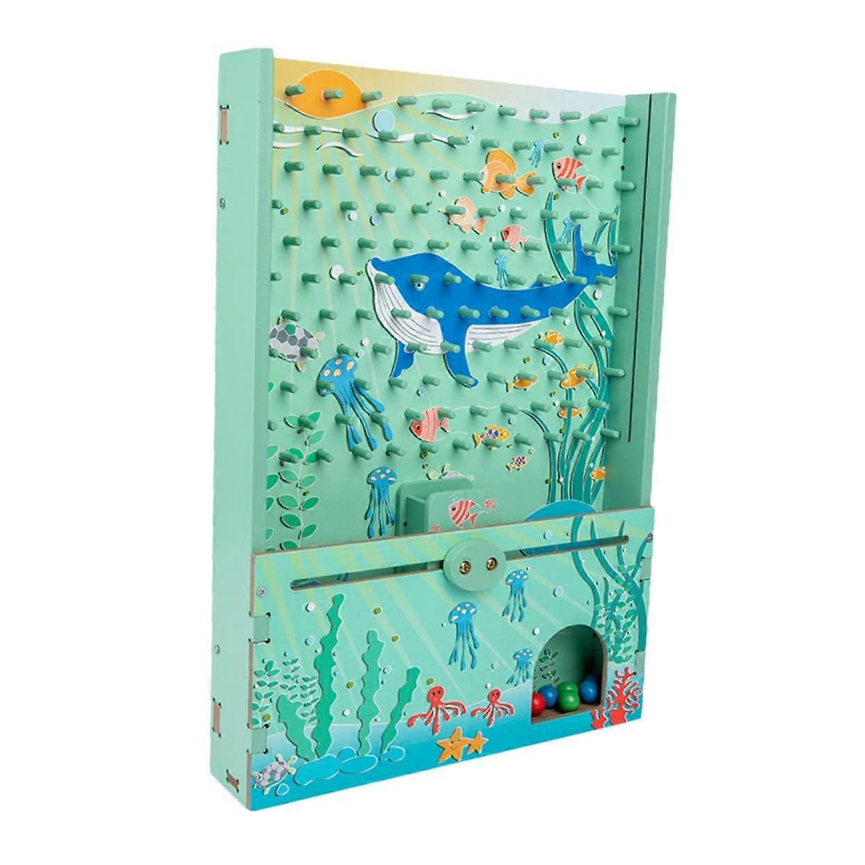 Wooden Ball Catching Machine for Kids - Interactive Parent-Child Coordination Game, Green Training Toy