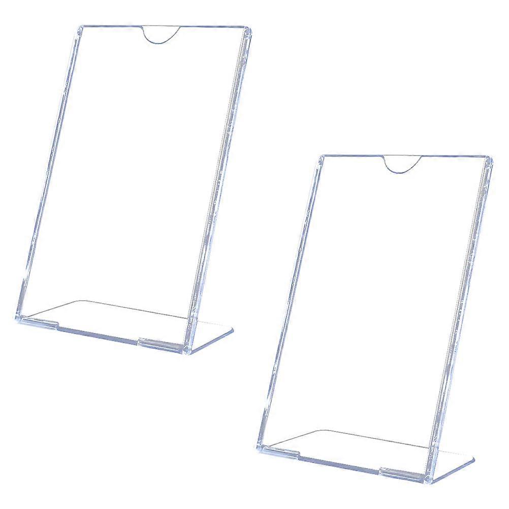 Table Menu Display Stand Acrylic L Shape Slanted Design Transparent 16.00X11.50X5.00CM Information Display 2Pcs