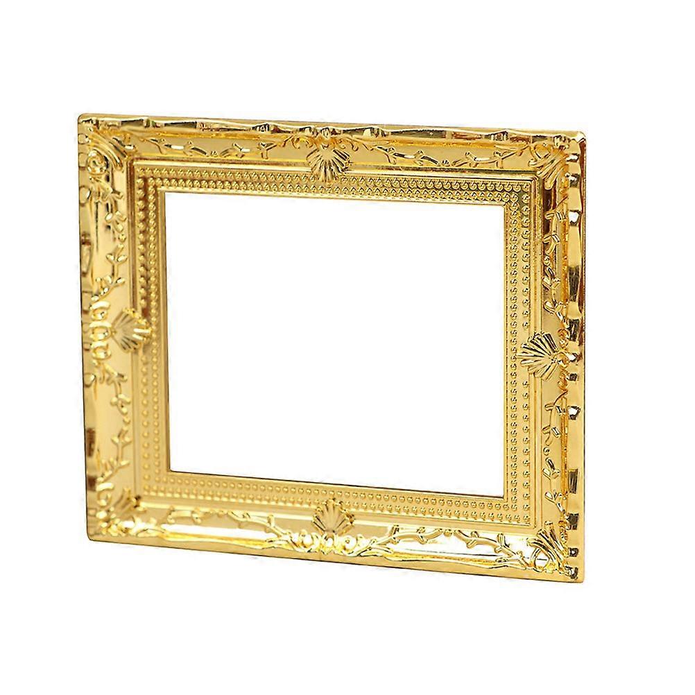 Miniature Decoration Golden Mini Craft Frame Indoor Display Rectangular Decoration 7.70X6.50X0.70CM 1 Set