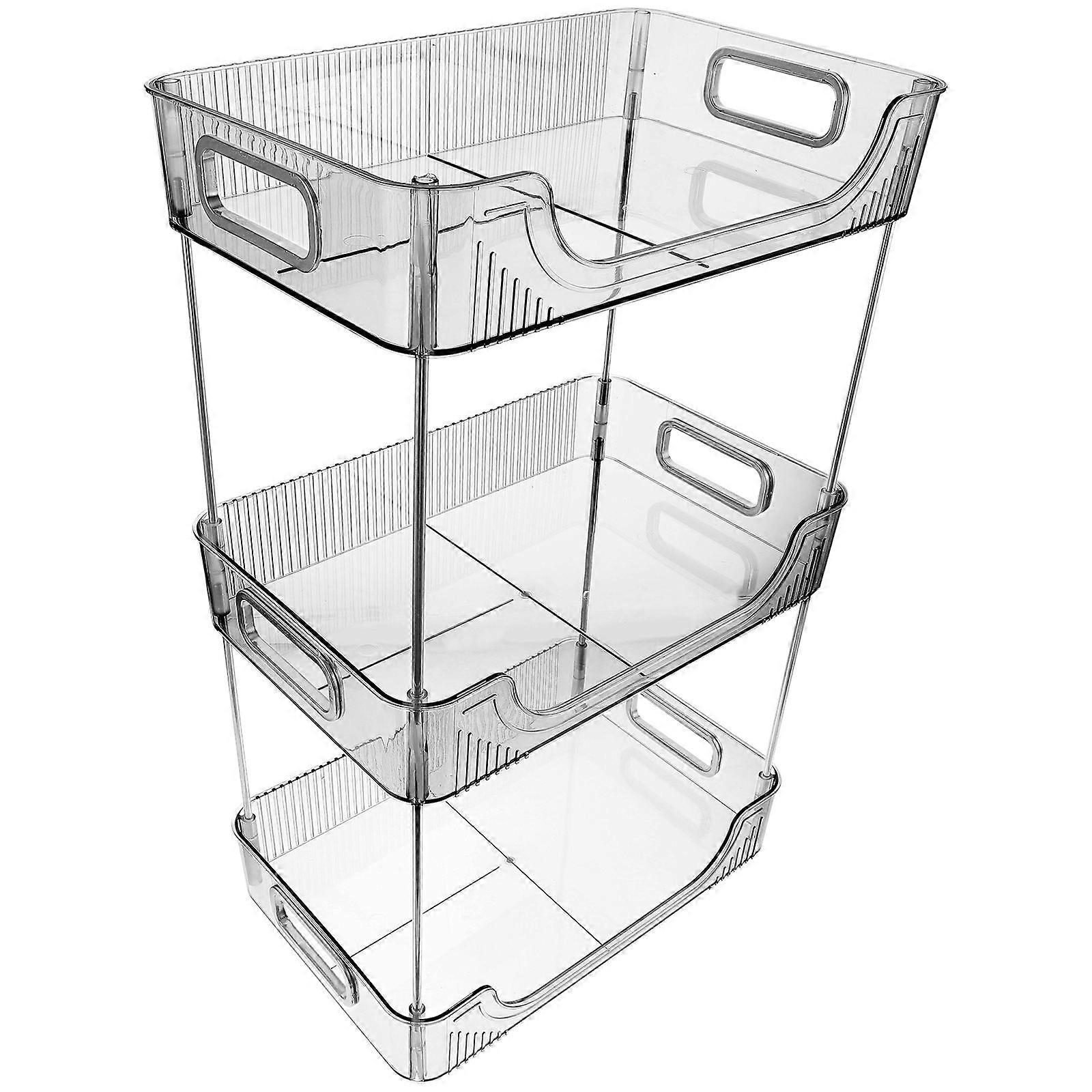 Grey PET and Stainless Steel Multipurpose Tiered Bathroom Counter Organizer with Excellent Texture for Storage